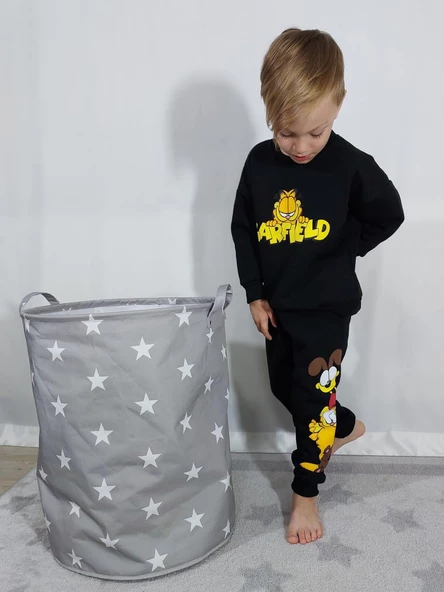 ERKEK ÇOCUK GARFİELD DUFFY DUCK MODELLİ 3 İP ŞARDONLU EŞOFMAN TAKIMI