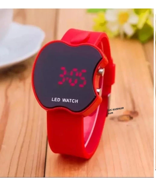 DZC KUZENLER AVM DİJİTAL LED EKRANElma Apple Şeklinde Dijital Led Watch Kol Saati Çocuk Saati Elma Saat - 3