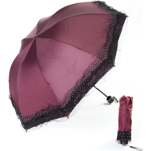 Marlux dantelli rüzgara dayanıklı fiber gövde kadın şemsiye - 2