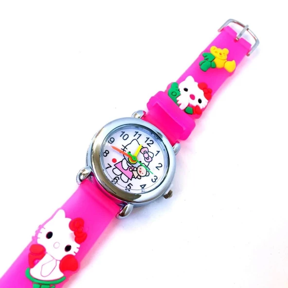 DZC KUZENLER AVM HELLO KITTY SAAT SLİKON KORDON FİGÜRLÜ KABARTMALI ÇOCUK SAATİ - 6