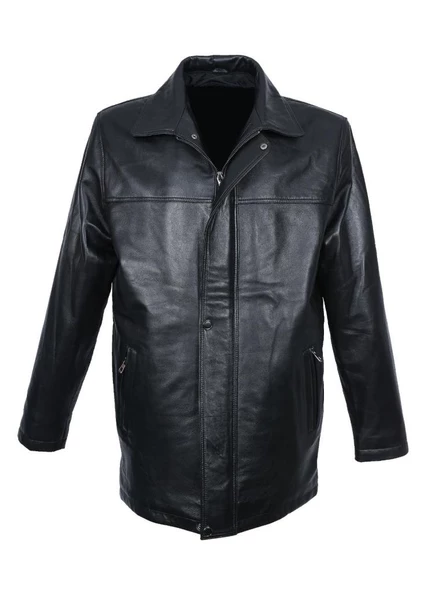 Yakası Peluşlu Erkek Deri Kaban - 7