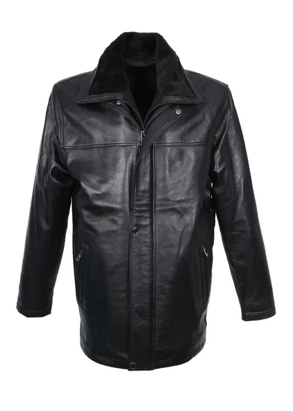 Yakası Peluşlu Erkek Deri Kaban - 6