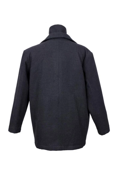 Çift Yakalı Kışlık Kaşe Kumaş Erkek Kaban Füme Renk - 2