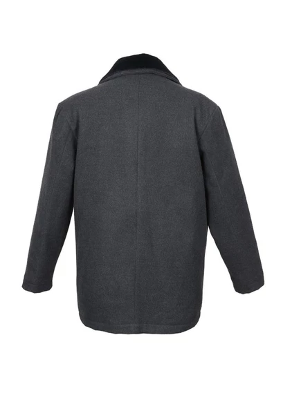 Çift Yakalı Kışlık Kaşe Kumaş Erkek Kaban Füme Renk - 5