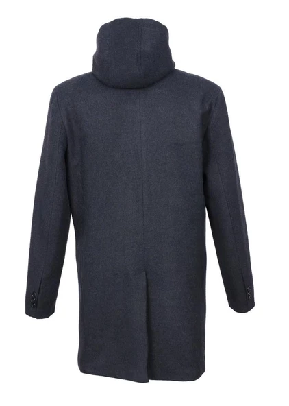 Battal Beden Kapüşonlu Erkek Yarım Palto Füme Renk - 6