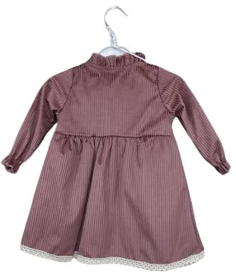 Kız Bebek Kadife Elbise Gül Kurusu Çantalı - 2