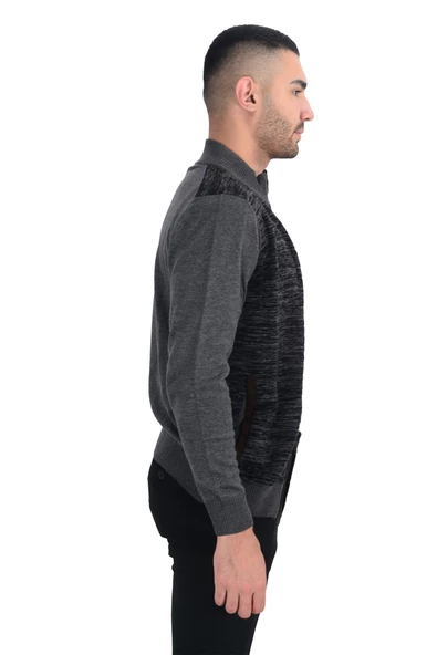 Cengiz İnler Yarım Balıkçı Yaka Kapitone Fermuarlı Erkek Triko Hırka - 10