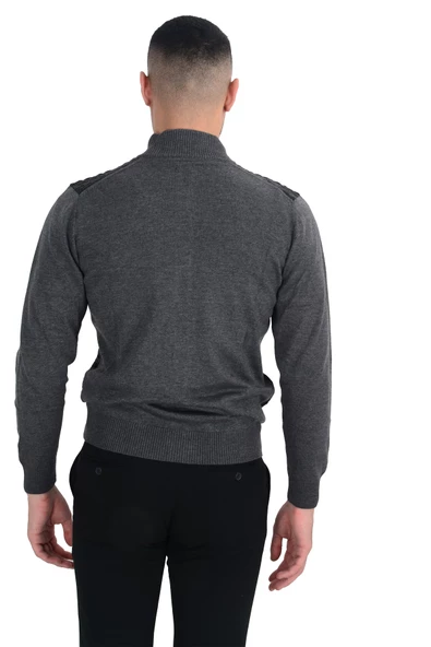 Cengiz İnler Yarım Balıkçı Yaka Kapitone Fermuarlı Erkek Triko Hırka - 9