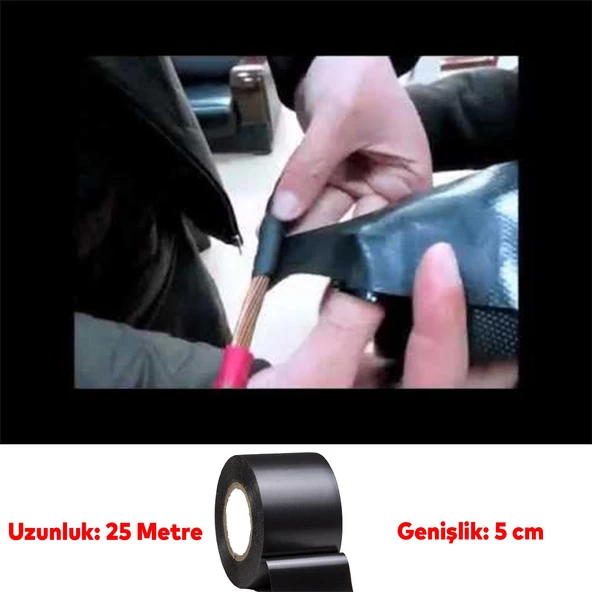 Elektrikçi Bandı Siyah İzole Elektirik Kablo Bant Bandı Pvc 0.13 mm Kalınlık 50 mm Geniş 25 Metre - 3
