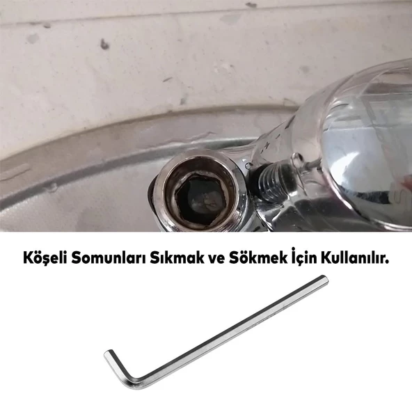 Eltos Allen Alyan Anahtar 8 mm Altıgen Vida Somun Sıkma Sökme ECA008 - 3