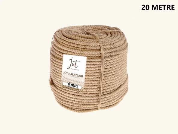 Jütburada Jüt Halat 4 mm 20 Metre Hasır Dekor Süsleme İp