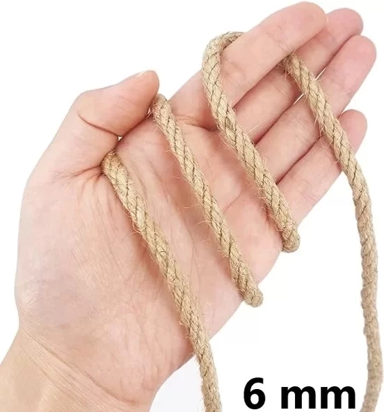 Jütburada Jüt Halat 6 mm 10 Metre Hasır Dekor Süsleme İp - 2