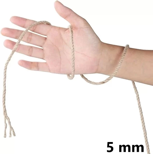 Jütburada Jüt Halat 5 mm 20 Metre Hasır Dekor Süsleme İp - 2