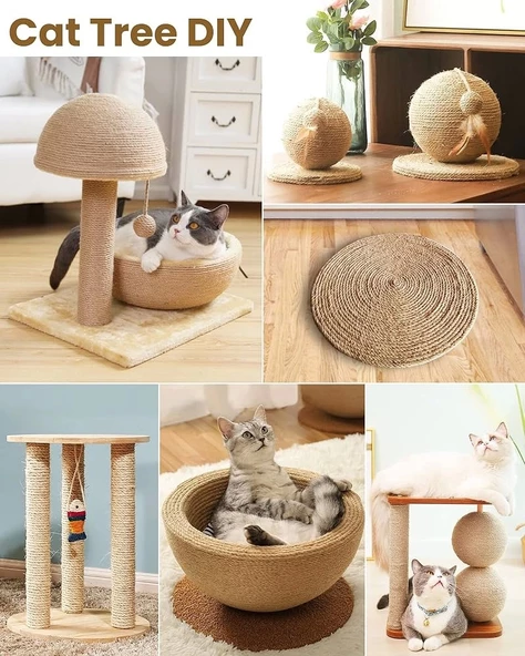 Jütburada Kedi Tırmalama İpi 6 mm 10 Metre Jüt Halat - 2