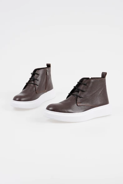 Hakiki Deri Erkek Bağcıklı Bot Kalın Rahat Tabanlı Kışlık Ayakkabı - 9