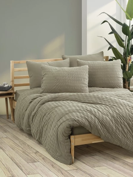 Cotton Box Crepe Penye  çift Kişilik Nevresim Takımı Vizon