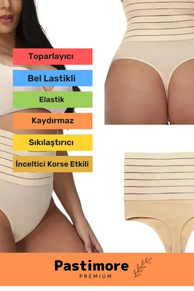 Özel Üretim Basen Toparlayıcı Bel İnceltici Kalça Sıkılaştırıcı Yüksel Bel Kadın Penye Korse Tanga - 2