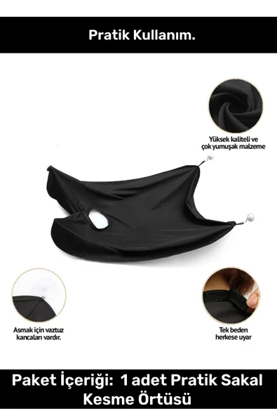 Premium Serisi Pratik Vakumlu Aynaya Yapıştırma Aparatlı Evde Saç Sakal Kesme Beyaz Tıraş Örtüsü - 4