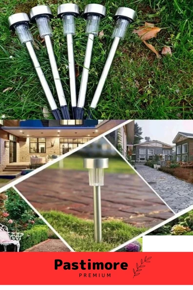 Kablosuz Su Geçirmez Dayanıklı Şık Solar Güneş Enerjili Bahçe Lambası Plastik Saplama 30cm 5 Adet - 5