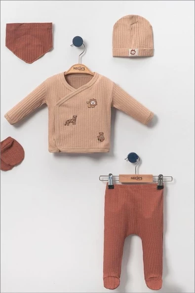 Necix Unisex Bebek  %100 Organik Pamuk Baskılı Hastane Çıkışı 5'li