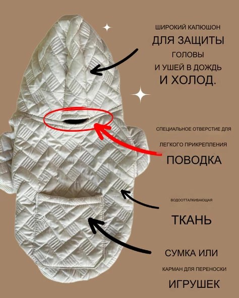 Cream Comfy Köpek Montu, Köpek Ceketi, Köpek Dış Giyim - Resim 7