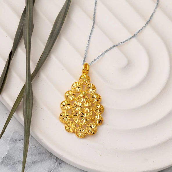 Su Damlası Çiçeği 22 Ayar Altın Kolye Ucu - 5