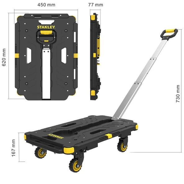 Stanley Pc532 137Kg 62X45cm Dört Tekerli Çekme Kollu Yük Ve Paket Taşıma Arabası - 5