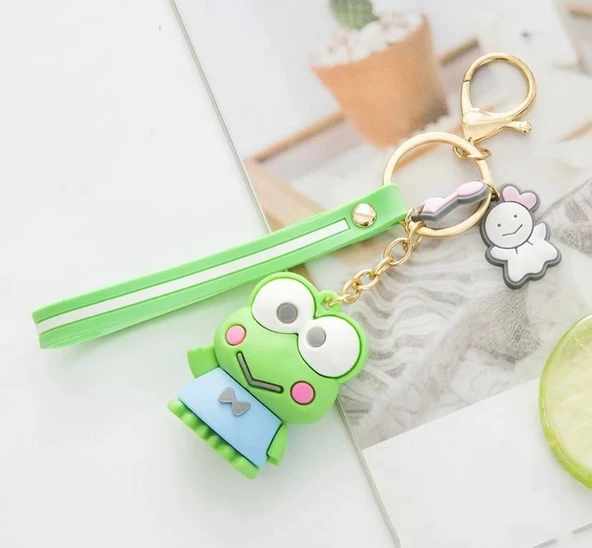 Sevimli Kurbağa Pon Ponlu Silikon Anahtarlık - Resim 2