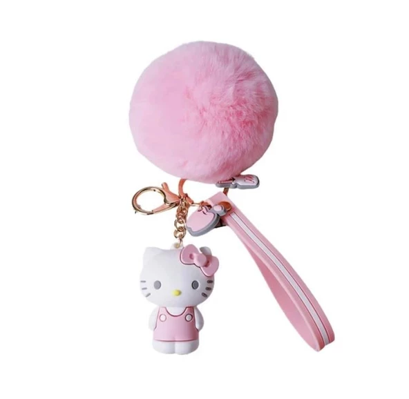 Hello Kitty Pon Ponlu  Silikon Anahtarlık - 2