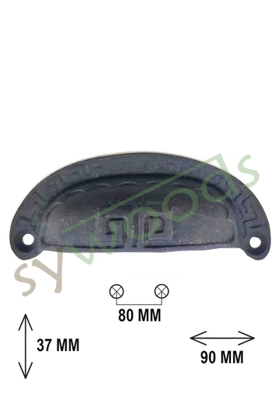 Pirinç döküm çizgi desenli tas kulp 90 mm - 2