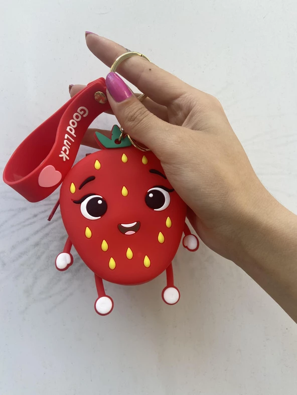 Çilek  Popitli Bozuk Para Cüzdanı Anahatarlık - 5