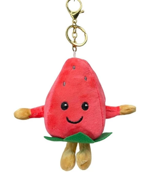 Sevimli Peluş Çilek Anahtarlık Çanta Süsü Fuşya ürün görseli