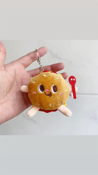 Hamburger Peluş Anahtarlık Çanta Süsü - Resim 2