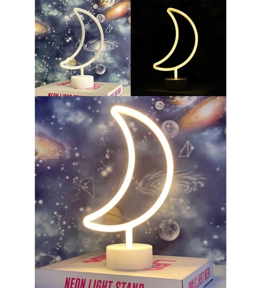 Ay Tasarımlı Neon Led Masa Ve Gece Lambası - 2