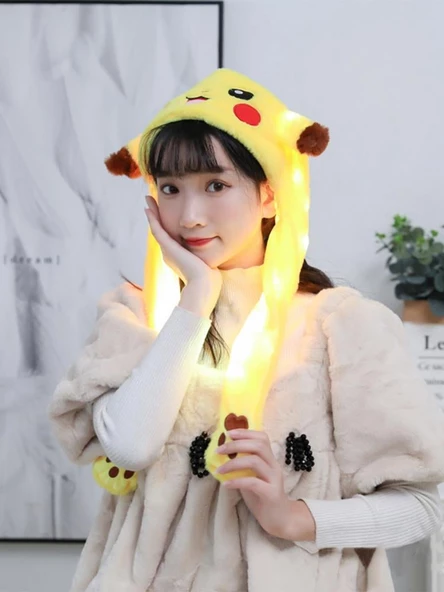 Pokemon Pikachu Hareketli ve Işıklı Peluş Şapka - 5