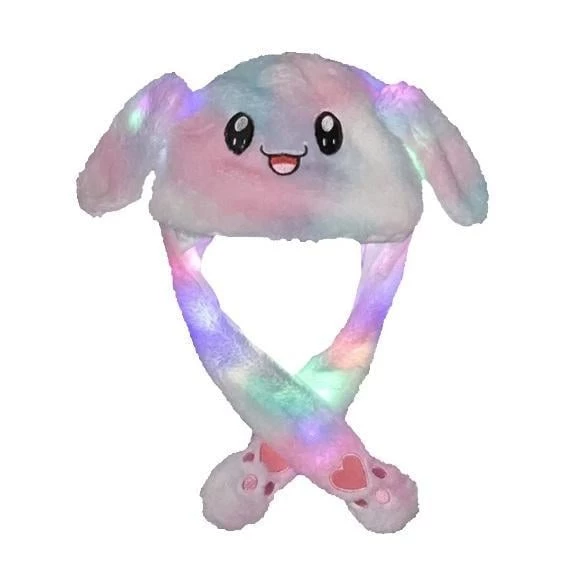 Işıklı Oynar Kulaklı Peluş Kawaii Figürlü Şapka Rainbow Rengarenk - 2