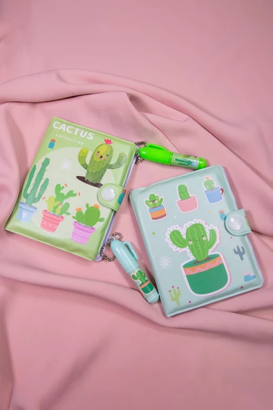Kaktüs Defter ve Kalem Seti -Notebook -Defter - 4