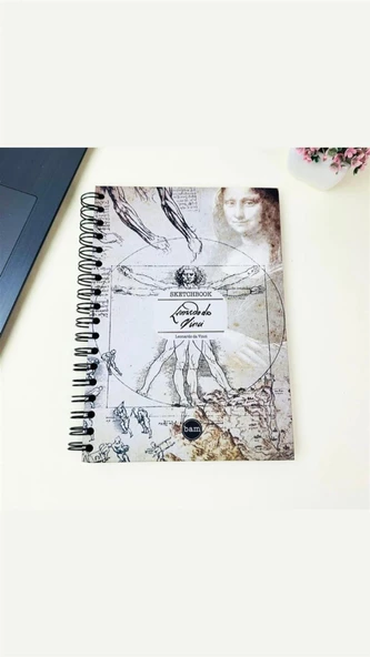 Leonardo Da Vinci Tasarımlı 21x14Cm Siyah Yaprak Sketch Book - Eskiz Defteri