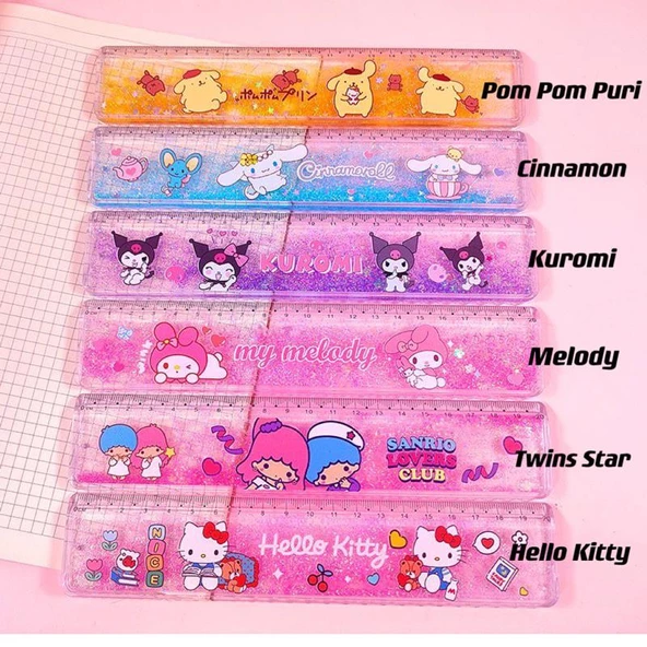 Kawaii Simli My Hello Kitty Kuromi Cinnamoroll  Pompomporin Cetvel - 10