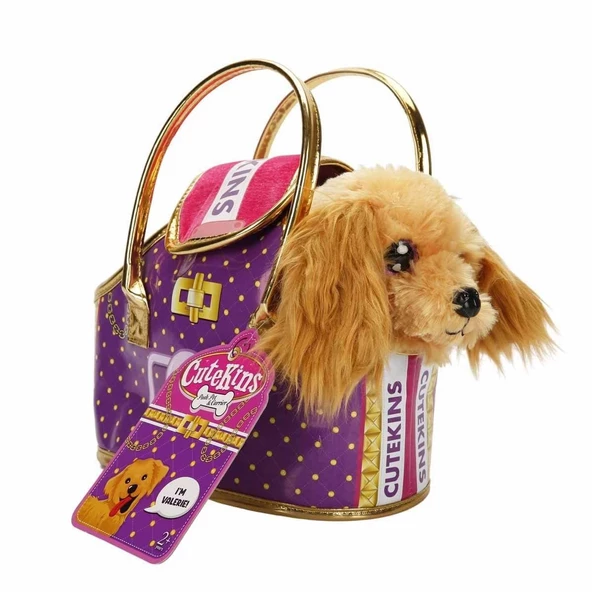 50585 Cutekins Taşıma Çantalı Peluş Köpek -Sunman