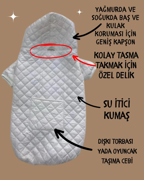 Cream Comfly Köpek Montu, Orta ve Büyük Irklar için - 6