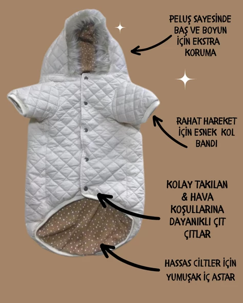 Cream Comfly Köpek Montu, Orta ve Büyük Irklar için - 5