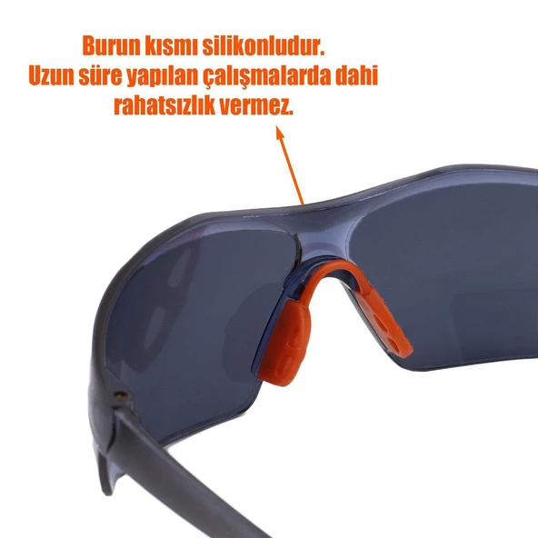 İş Güvenlik Gözlüğü UV Koruyucu Silikonlu Kaynak Gözlük S1100 Siyah 12 Adet - 3
