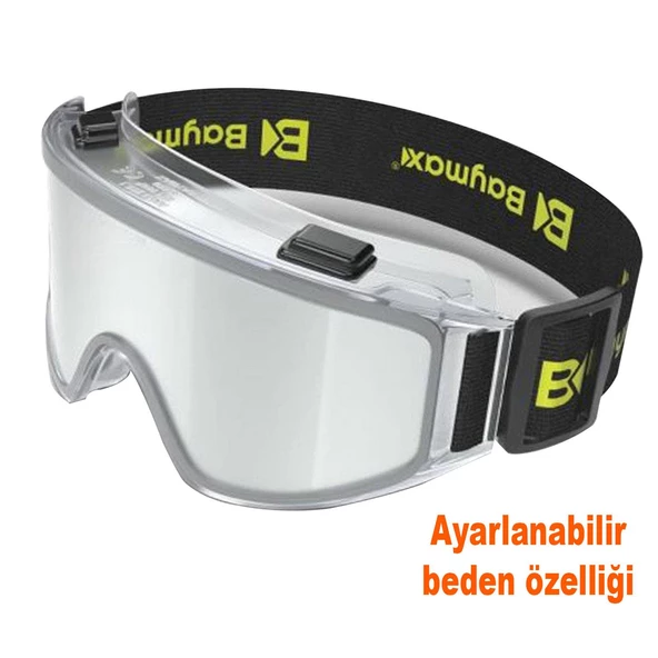 Baymax İş Güvenlik Gözlüğü Antifog Buğulanmaz Koruyucu Gözlük S550 Şeffaf 12 Adet - 6