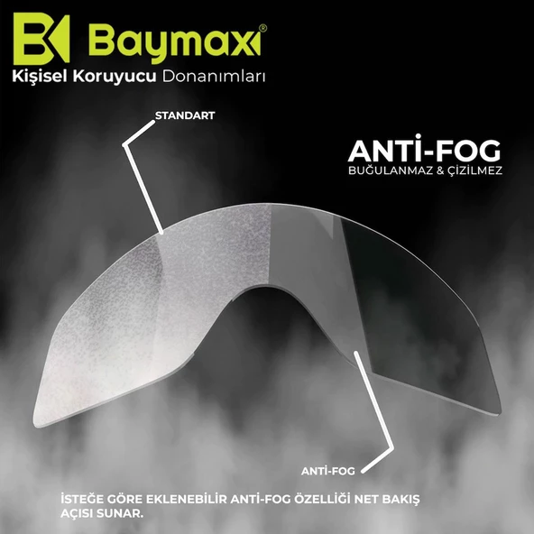 Baymax İş Güvenlik Gözlüğü Antifog Buğulanmaz Koruyucu Gözlük S550 Şeffaf 12 Adet - 3