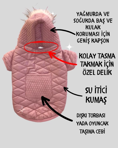 Pink Comfie Köpek Montu, Köpek Ceketi, Köpek Dış Giyim - 6