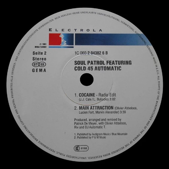 Co-c-ai-ne (Remix) - Soulpatrol* Featuring Cold 45 Automatic Vinly Plak alithestereo - 3