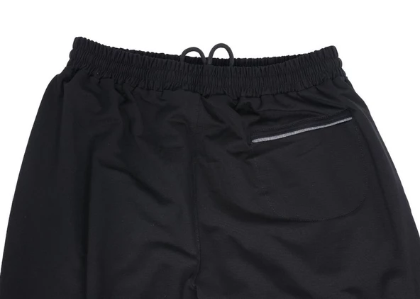 Battal Beden Beli Lastikli Eşofman Paçası Düz Siyah Renk Gri Cep Detayı - 3