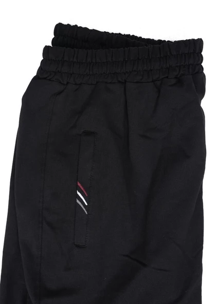 Battal Beden Paçası Lastikli Eşofman Altı Siyah Renk - 3