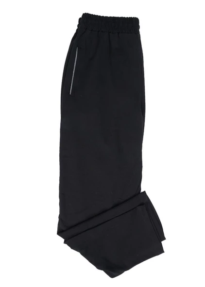 Battal Beden Beli Lastikli Eşofman Paçası Düz Siyah Renk Gri Cep Detayı - 7